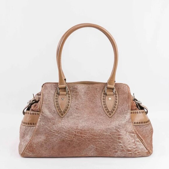 Authentic Fendi Metallic Beige Leather Etniko Satchel - Picture 1 of 13